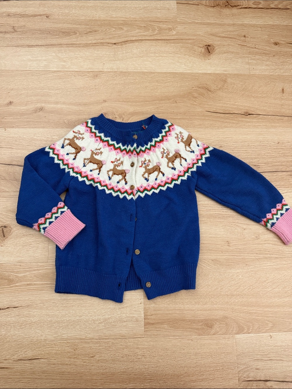 Girls' Reindeer Fair Isle Cardigan Sweater